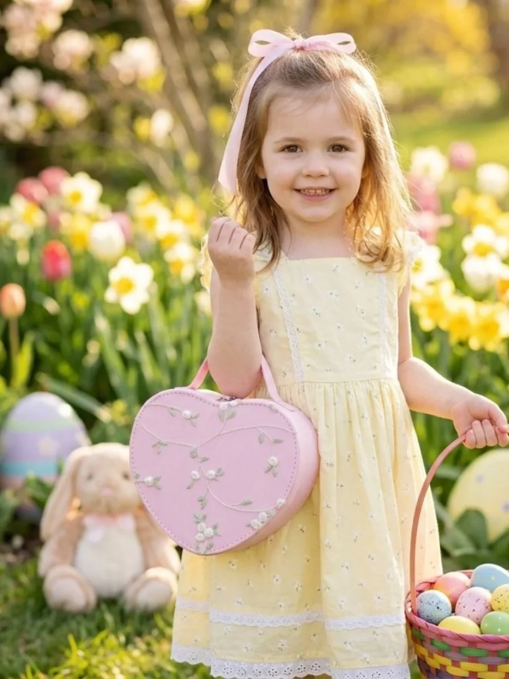 Pink Heart Theme Handbag For Girls